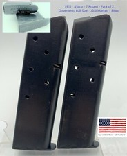 2 Mags USGI Colt Style 1911 .45 ACP Blued 7 Round Government .45 AUTO Clip Mag picture