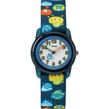 New Timex TW7C25800 Kid's Time Teacher Blue Elastic Strap Watch Monsters boys picture