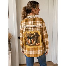 OLD NAVY Upcycled bleached flannel  Chic boho shirt jacket Western picture