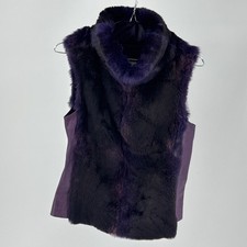 Plein Sud Lamb Fur Leather Vest Women 40/8 Purple Made in France Luxury picture