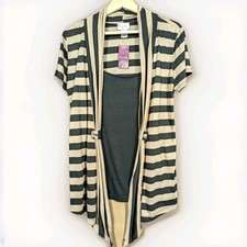Lavish NWT 2-Piece Look Striped Cardigan Top Blouse Made in Mexico Women Size M picture