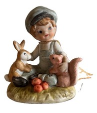 Vintage LEFTON 1930's  Boy with Pets Rabbit Squirrel FIGURINE #2429 picture