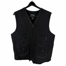 Vintage 2000s Woolrich Pinstripe Wool Pocketed Grey Black Vest Size L picture