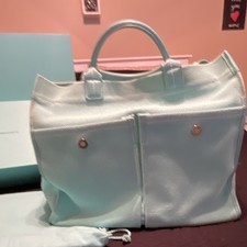 Tiffany & Co. Blue Medium Satchel Top Handle Zip, Silver Hardware, Box Bag picture