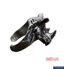 Adjustable Huge Rhino Head Vintage Biker Punk Wrap Rhino Gothic Animal Ring picture