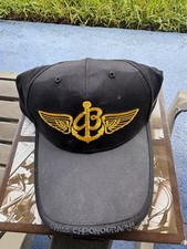 Vintage Breitling Watch Swiss Chronographs Embroidered Black Cotton Hat New, picture