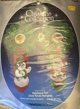 Vintage NOS Paragon Felt Sequin Door Knob Hangers Kit Santa And Snowman picture