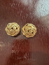 Vintage Gold Plated Givenchy Gold Woven Basket Clip On Earrings picture