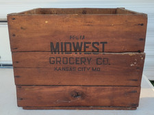 Antique Midwest Grocery Co Kansas City MO Wooden Shipping Crate Primitive Box picture
