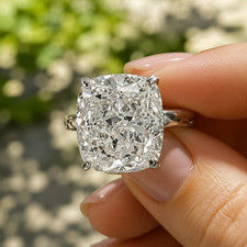 IGI 6 Ct Cushion-Cut Lab Grown Diamond Solitaire Wedding Ring 14k White Gold picture