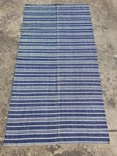 Vintage Handmade Oriental Terrace Indigo Striped Wool Multi Kilim 6.0x3.01ft picture