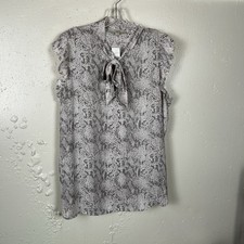 New Ann Taylor LOFT Womens Size XL Sleeveless Top Blouse Snakeskin Ruffle NWT picture