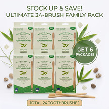 Rite Aid Bamboo Toothbrush 6 Pack (24 Total) Soft Eco Natural Wooden BPA Free picture