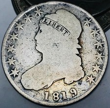 1819/8 Capped Bust Half Dollar 50C Ungraded Circulated Silver US Coin CC31184 picture