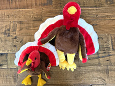 Ty Beanie Babies Gobbles Turkey Plush Lot of 2, 1996 Vintage picture