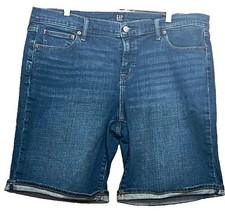 Gap Denim Bermuda Shorts Dark Wash Blue Cuffed 5-Pocket Design Size 18 picture