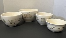 4 Pc Vintage Pfaltzgraff Stoneware Nest Mixing Bowls Naturewood Beehives Garden picture