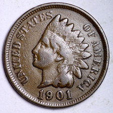 1901 Indian Head Cent Good-Fine (G-F) Average Circulated Condition Bronze Penny picture
