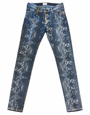 Hudson Women's Skinny Jeans Slim Fit Mid Rise Dark Wash Snake Print Blue Denim picture