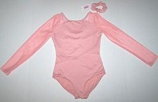 Justice Leotard Bodysuit Mesh Inserts Long Sleeve Ballet Pink New Nwt Child Girl picture
