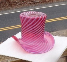 EAPG FENTON CRANBERRY WHITE SWIRL OPALESCENT   