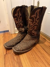 Justin’s Square Toe Western Safari Cowboy Boots Men's 12 D picture