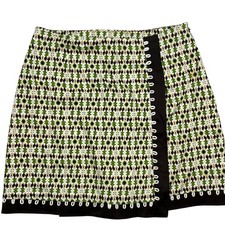 Vintage Harold's Geometric Faux Wrap Mini Skort Green Brown Size 10 Retro Style picture