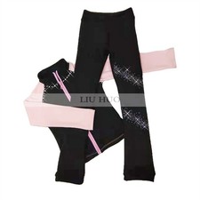 LIUHUO New Ice Figure Skating Jacket Pants Women Girl Trousers Top Black Teens picture