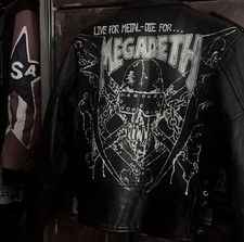 Custom Megadeth Hand Painted Leather Motorcycle Jacket 1980s Thrash Metal RARE picture