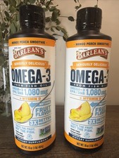 2 PK Barlean's Omega 3, Mango Peach 16 oz - EPA & DHA, Brain, Joint, Heart Hlth picture