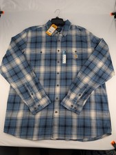 Men's XL Carhartt Rugged Flex Relaxed Fit Plaid Shirt Blue TW5949-M New picture