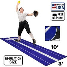 USA-Made Regulation Softball Pitching Mat 3×10 Blue – Pro Turf with Rubber picture