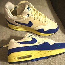 Nike Men’s Air Max 1 White/Blue Colorblock Athletic Sneakers Low Top Lace-Up picture