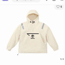 Supreme x Timberland Reflective Hooded Anorak Jacket Beige Logo Mens L picture