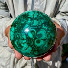 2.35LB Rare Natural Malachite quartz hand Carved sphere Crystal Healing Gem ball picture