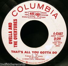 OVELLA and THE OVERTURES-Rare Northern Soul-Girl Group DJ 45-COLUMBIA #4-43687 picture