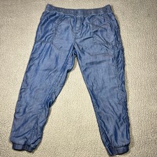 Prana Women Blue Lenzing Tencel Chambray Jogger Pants Elastic Waist Size L picture