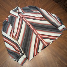 Contessa Monique Florence Alpiner Shirt Womens 12 Red Black Striped 70s Vtg picture