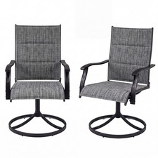 Padded Patio Swivel Chairs Set of 2, Ergonomic Outdoor Dining Chairs w/High Back picture