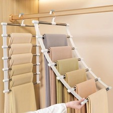1pc Multi-Layer Folding Pants Hanger Non-Slip Closet Organizer Clip - NEW picture