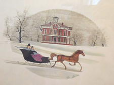 Vintage 1983 P Buckley Moss Winter Ride Signed Print Numbered 149/1000 15x18 picture