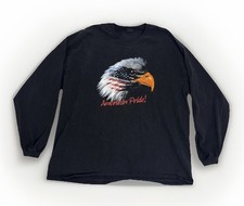 Vintage 90s American Flag Pride Eagle Shirt XXL 30x25 Black USA Biker picture