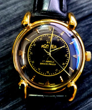 RARE Roamer Shock Proof Mechanical Swiss Watch Restored Serviced GLD-BLK-BLK picture