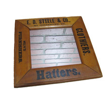 E D STEELE & Co ST JOHNSBURY VT CLOTHIERS HATTERS Antique Wooden Ad Mirror Sign picture