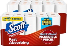 NEW Scott Paper Towels Bulk 60 Regular Rolls 30 Double Rolls 2-3 Packs of White picture