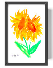 Guajardo Art Original Acrylic 9x6 Folk Whimsical Sunflowers Signed Paper picture