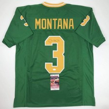 Autographed/Signed Joe Montana Notre Dame Green College Jersey JSA COA picture