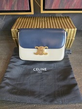 Celine Nano Triomphe Bag in Shiny Calfskin – Navy Blue/Vanilla picture
