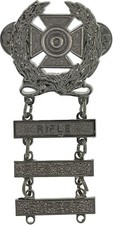 US ARMY Expert Shooting Silver Badge Pistol Rifle MARKSMAN Qualification 3 Bars picture