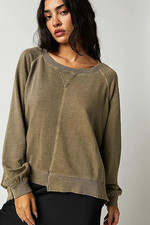 Free People Rework It & Reverse It Sweatshirt Pullver Cobra Long Sleeve Top L picture